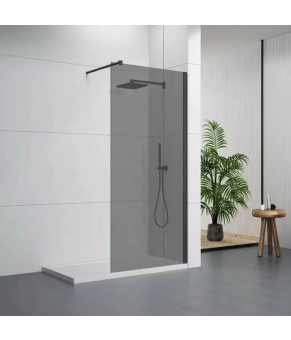 Душова перегородка Aquanil FIT 80x195 см тоноване скло 8мм, чорний профіль (FIT80х195SmokeBlack)