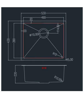 Мойка кухонная GRANADO Under top MAX STEEL S201 black textures (530x430x220) под столешницу