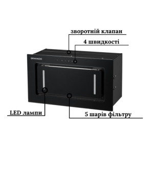 Вытяжка кухонная GRANADO Palamos 1614-1200 Black glass (GCH476411)