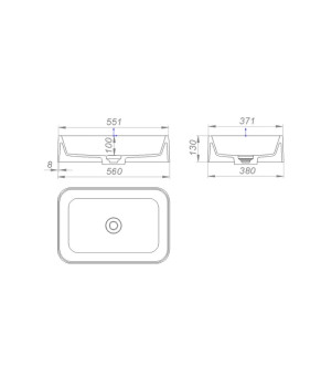 Раковина GRANADO Fabero White gel прямоугольная 490-590 мм (gbs1505g)