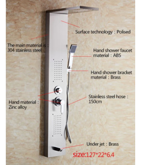 Душевая панель Epelli Mega Shower Square 02 нержавеющая сталь