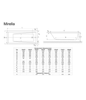 Ванна прямоугольная RADAWAY MIRELLA 180x80 (WA1-48-180x080S)