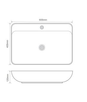 Раковина накладная MIXXUS PREMIUM BEVEL-0203 600х405х120mm с отверстием под смеситель (MP6513)