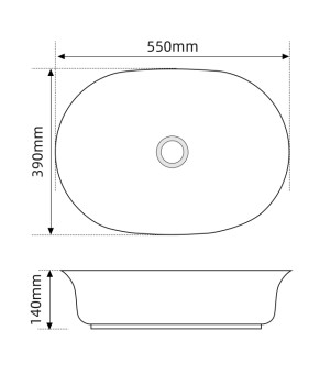 Раковина накладная MIXXUS PREMIUM ELLIPSE-0103 550х390х140mm (MP6553)