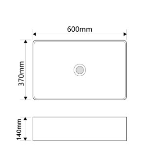 Раковина накладная Mixxus Premium Quadro-0209 600х370х140мм с переливом (MP6522)