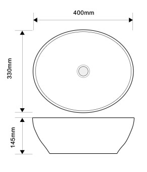 Раковина накладная MIXXUS PREMIUM ELLIPSE-0108 EDGE BLACK 400х330х145mm (MP6527)