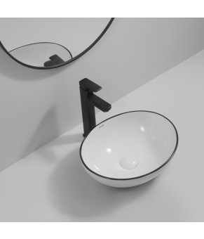 Раковина накладная MIXXUS PREMIUM ELLIPSE-0108 EDGE BLACK 400х330х145mm (MP6527)