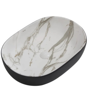 Раковина накладная MIXXUS PREMIUM ELLIPSE-0105 MARBLE-BLACK 600х400х150mm (MP6565)