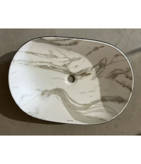 Раковина накладная MIXXUS PREMIUM ELLIPSE-0105 MARBLE-BLACK 600х400х150mm (MP6565)