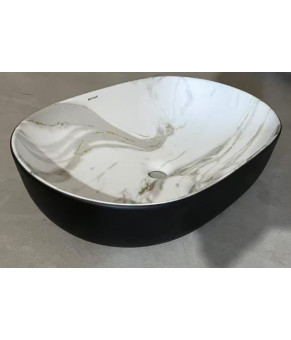 Раковина накладная MIXXUS PREMIUM ELLIPSE-0105 MARBLE-BLACK 600х400х150mm (MP6565)
