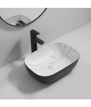 Раковина накладная MIXXUS PREMIUM DIVERSE-0112 MARBLE-BLACK 455х325х135mm (MP6541)