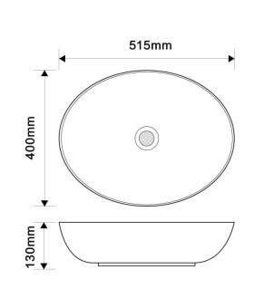 Раковина накладная MIXXUS PREMIUM ELLIPSE-0102 515х400х130mm (MP6551)