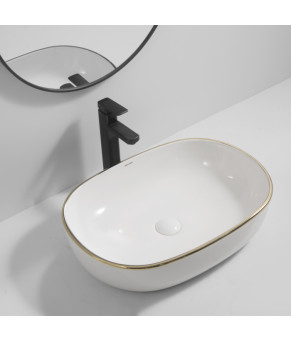 Раковина накладная Mixxus Premium ELLIPSE-0105 EDGE GOLD 600х400х150mm (MP6564)