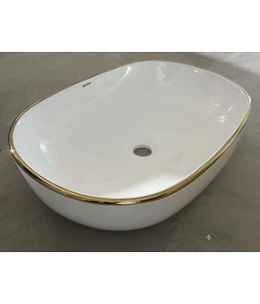 Раковина накладная Mixxus Premium ELLIPSE-0105 EDGE GOLD 600х400х150mm (MP6564)