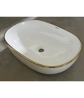 Раковина накладная Mixxus Premium ELLIPSE-0105 EDGE GOLD 600х400х150mm (MP6564)