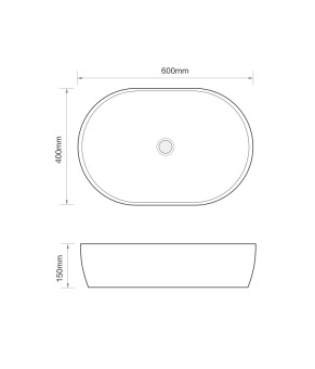 Раковина накладная Mixxus Premium ELLIPSE-0105 EDGE GOLD 600х400х150mm (MP6564)