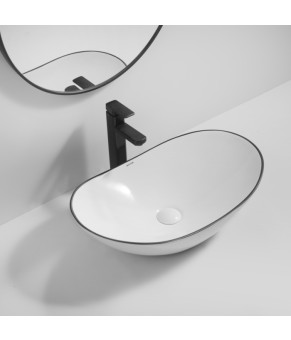 Раковина накладная MIXXUS PREMIUM WAVE-0105 EDGE BLACK 620х360х160mm (MP6556)