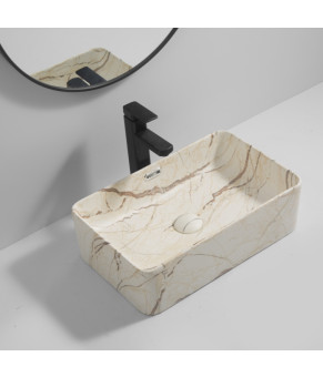 Накладная раковина Mixxus Premium QUADRO-0208 MARBLE 480х315х140mm с переливом (MP6518)