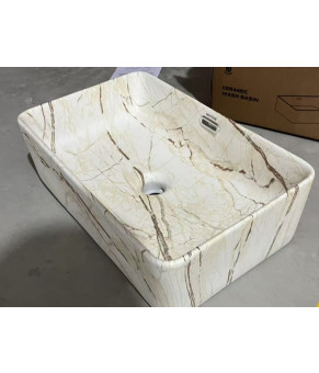 Накладная раковина Mixxus Premium QUADRO-0208 MARBLE 480х315х140mm с переливом (MP6518)