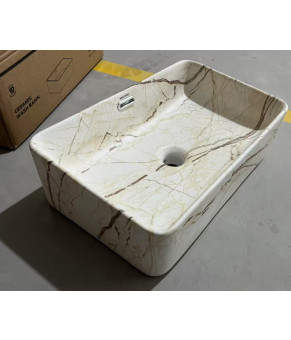 Накладная раковина Mixxus Premium QUADRO-0208 MARBLE 480х315х140mm с переливом (MP6518)