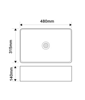 Накладная раковина Mixxus Premium QUADRO-0208 MARBLE 480х315х140mm с переливом (MP6518)