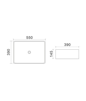 Накладная раковина Mixxus Premium QUADRO-0108 GRAY 550x390x145mm (MP6652)