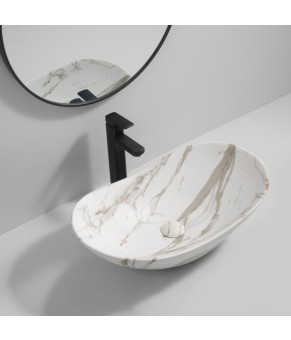 Раковина накладная MIXXUS PREMIUM WAVE-0105 MARBLE 620х360х160mm (MP6559)