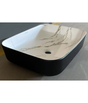 Раковина накладная MIXXUS PREMIUM DIVERSE-0110 MARBLE-BLACK 500х390х130mm (MP6517)