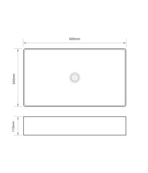 Раковина накладная Mixxus Premium QUADRO-0107 EDGE BLACK 600х340х110mm (MP6521)
