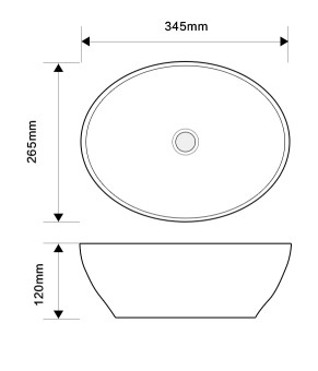 Раковина накладная Mixxus Premium ELLIPSE-0107 345х265х120mm (MP6525)