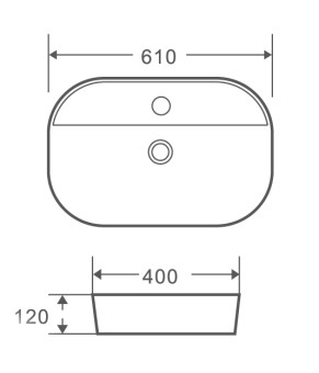 Умывальник накладной керамический Mixxus Premium Ellipse-0202 610x400x120mm (MP6483)