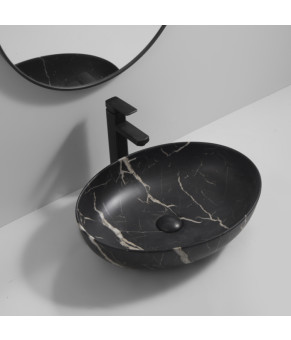 Раковина накладная Mixxus Premium ELLIPSE-0102 MARBLE 515х400х130mm (MP6552)