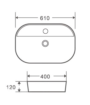 Накладная раковина Mixxus Premium ELLIPSE-0204 600х380х115mm с отверстием под смеситель (MP6679)