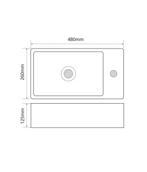 Раковина накладная Mixxus Premium QUADRO-0207 480х260х125мм с отверстием под смеситель (MP6503)