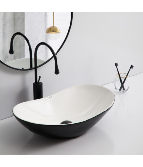 Раковина накладная Mixxus Premium WAVE-0105 WHITE-BLACK 620х360х160mm (MP6558)