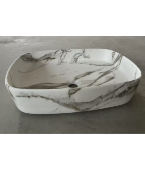 Раковина накладная Mixxus Premium BEVEL-0102 MARBLE 495х370х135mm (MP6519)