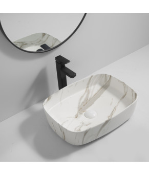 Раковина накладная Mixxus Premium BEVEL-0102 MARBLE 495х370х135mm (MP6519)