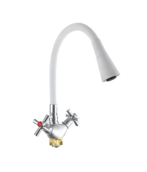 Смеситель для кухни Zerix TLT 722 Reflector White с белым силиконовым изливом (ZX5991)