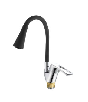 Смеситель для кухни Zerix YUT 181 Reflector Black с гибким изливом (ZX5983)