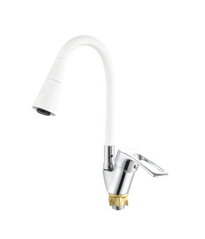 Смеситель для кухни Zerix YUT 181 Reflector White с гибким изливом (ZX5985)