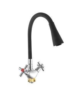 Смеситель для кухни Zerix TLT 722 Reflector Black с силиконовым изливом (ZX5989)