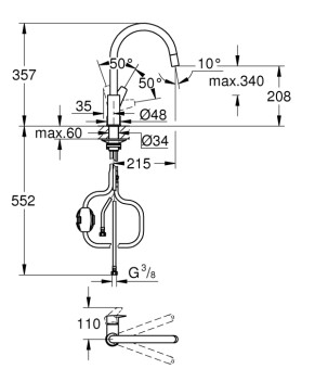 Однорычажный смеситель для кухни Grohe BauEdge New (30536000)