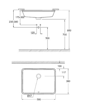 Раковина Grohe Cube Ceramic 50см встраиваемая под столешницу (3948000H)
