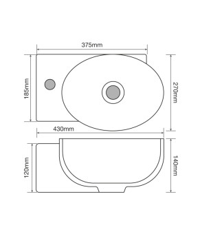 Раковина подставная Mixxus Premium DIVERSE-1201-R 400x215x140мм (MP6506)