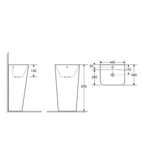 Раковина моноблок Mixxus STYLE-1101 440х380х830mm (MI6696)
