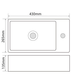 Раковина подв. MIXXUS PREMIUM QUADRO-1201-L 430х265х135мм с отв. под см. и переливом (MP6505)