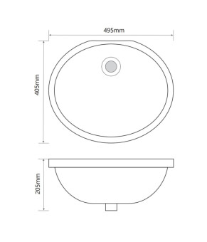Раковина встраиваемая под столешницу MIXXUS PREMIUM TOPPER-1701 495х405х205mm с переливом (MP6568)