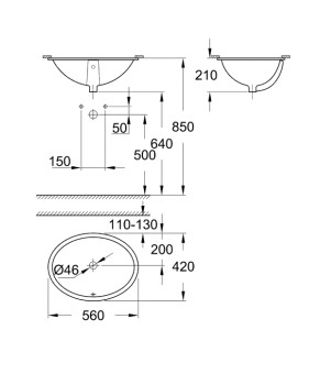 Встраиваемая раковина Grohe Bau Ceramic 55см (39423000)