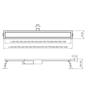 Душевой трап из нержавеющей стали SUS304 Koer FD29-70x800 (KR3281)