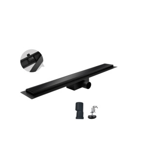 Душевой трап Koer FD08-70x500-GLASS Black 70x500мм со стеклянной панелью (KR5139)